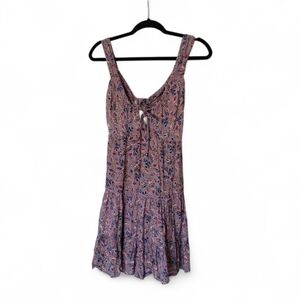 Angie Purple Floral Dress with Tie Detail Size S